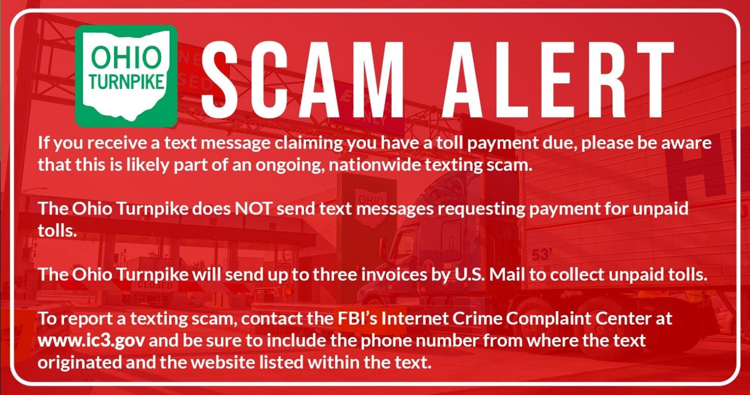 Ohio Turnpike warns of a resurgence in scam texts to pay tolls
